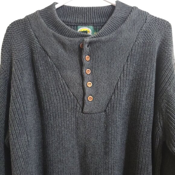 Cabelas Outdoor Gear Mens Sweater Large Tall Gray Green Long-Sleeve Brown Button - Picture 5 of 6